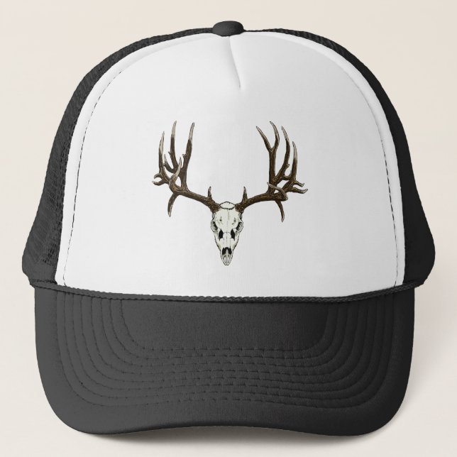 Mule deer skull trucker hat (Front)