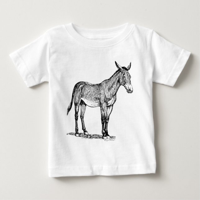 Mule Drawing, Stubborn Baby T-Shirt (Front)
