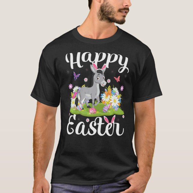Mule Easter Egg Hunting Floral Mule Easter Sunday T-Shirt (Front)