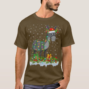 Mule Lover Matching Santa Lighting Mule Christmas T-Shirt