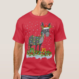 Mule Lover Matching Santa Lighting Mule Christmas T-Shirt