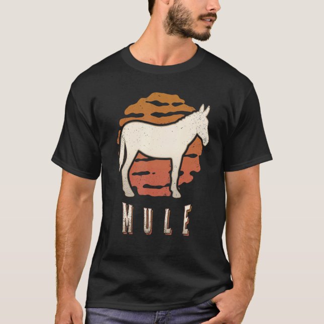 Mule Vintage Retro Classic Animal Sunset T-Shirt (Front)