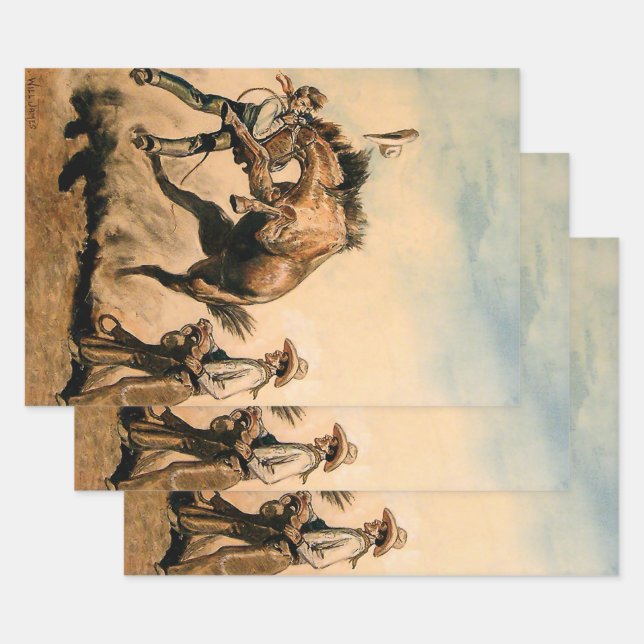 “Mule” Western Art by Will James Wrapping Paper Sheet (Set)