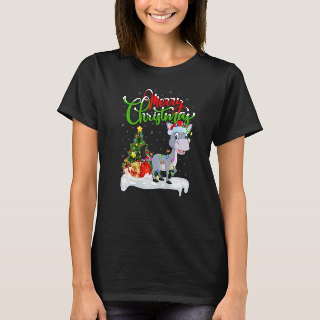 Mule  Xmas Decorations Santa Mule Christmas T-Shirt (Front)