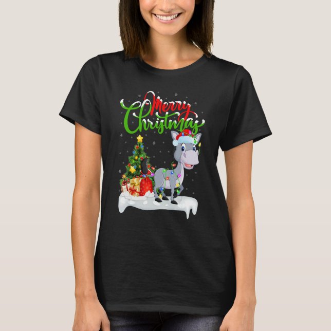 Mule   Xmas Decorations Santa Mule Christmas T-Shirt (Front)