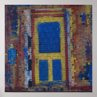 Mulit-Colour Puzzle Door on Canvas Poster