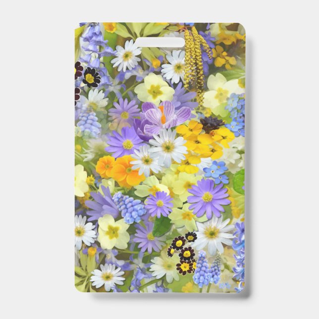MULITCOLORED FLORAL BACKGROUND PATTERN ID BADGE (Front)