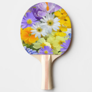 MULITCOLORED FLORAL BACKGROUND PATTERN PING PONG P PADDLE