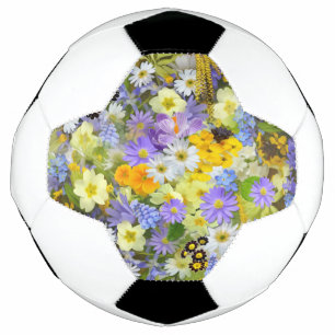 MULITCOLORED FLORAL BACKGROUND PATTERN SOCCER BALL