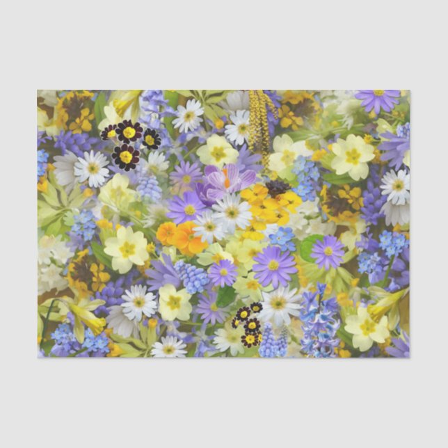 MULITCOLORED FLORAL BACKGROUND PATTERN TISSUE PAPER (Front)