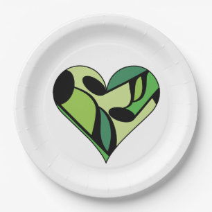 Mulitcolored Music Note Heart Pattern Paper Plate