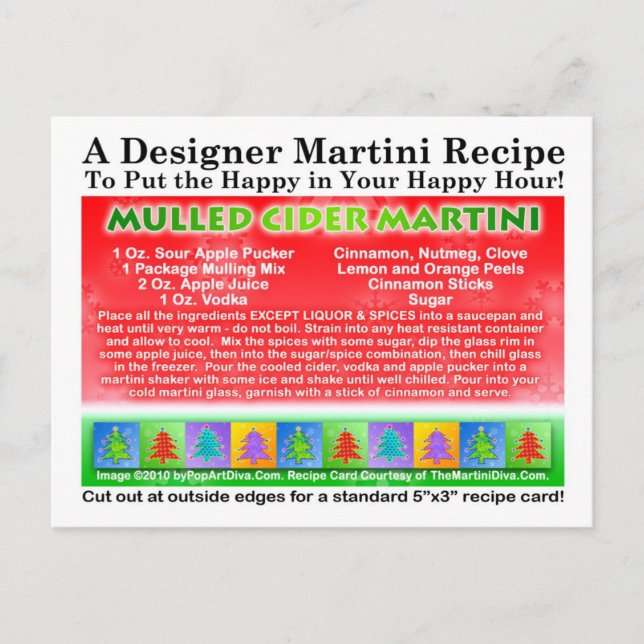 Mulled Cider Christmas Martini Recipe Postcard (Front)