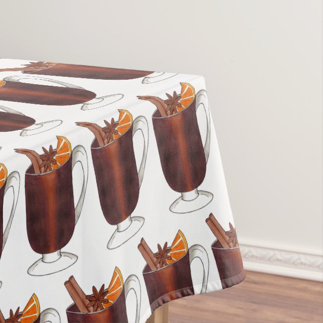 Mulled Red Wine Winter Drink Cinnamon Orange Tablecloth (In Situ)