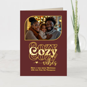 Mulled Wine Cosy Vibes Christmas Photo Foil Holiday Card