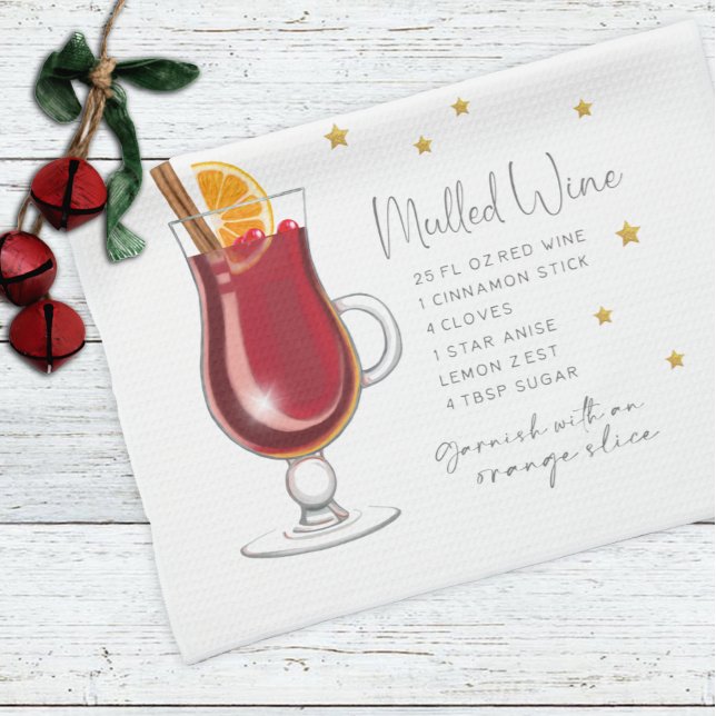 Mulled Wine Drink Holiday Christmas Recipe Tea Towel (Creator Uploaded)