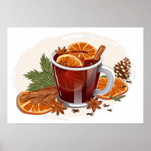 Mulled Wine Festive Christmas Beverage Artwork Poster