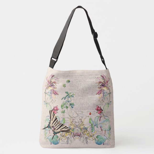 Mullein Butterfly Honeysuckle Flowers Tote Bag (Back)