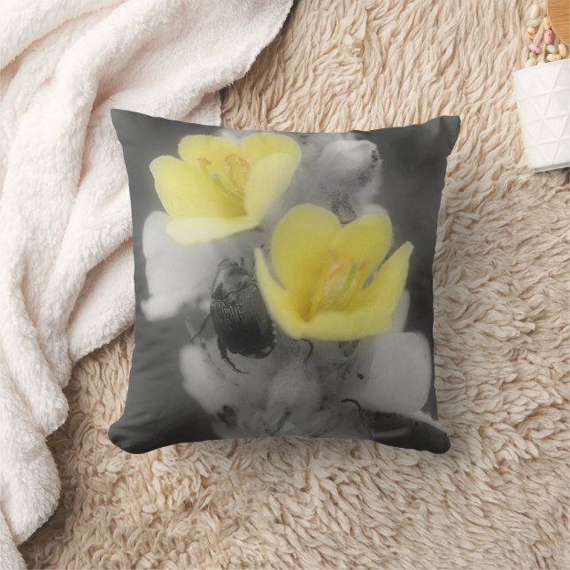 Mullein Flower And Beetle Nature Cushion (Blanket)