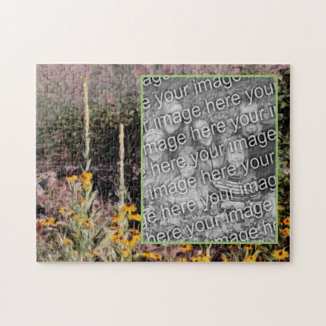 Mulleins Black Eyed Susan Flowers Add Your Photo Jigsaw Puzzle (Horizontal)