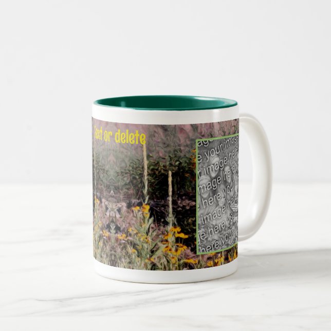 Mulleins Black Eyed Susan Flowers Add Your Photo Two-Tone Coffee Mug (Front Right)