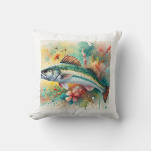 Mullet fish in watercolor 050824AREF138 - Watercol Cushion