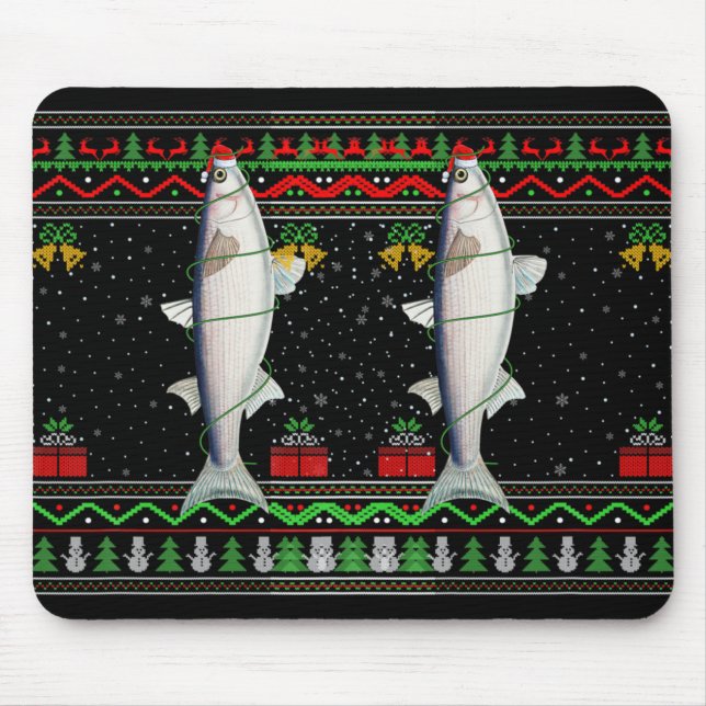 Mullet Fish Lover Matching Ugly Mullet Christmas T Mouse Mat (Front)