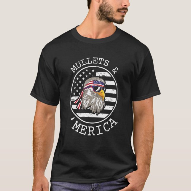 Mullets And 'Merica for a Short 80s Hairstyle T-Shirt (Front)