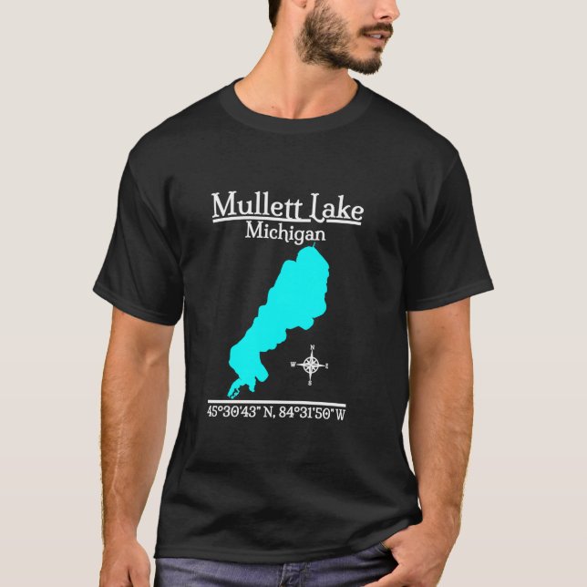 Mullett Lake Michigan Long Sleeve T Shirt (Front)