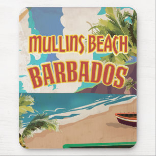 Mullins Beach Bay Barbados travel poster. Mouse Mat