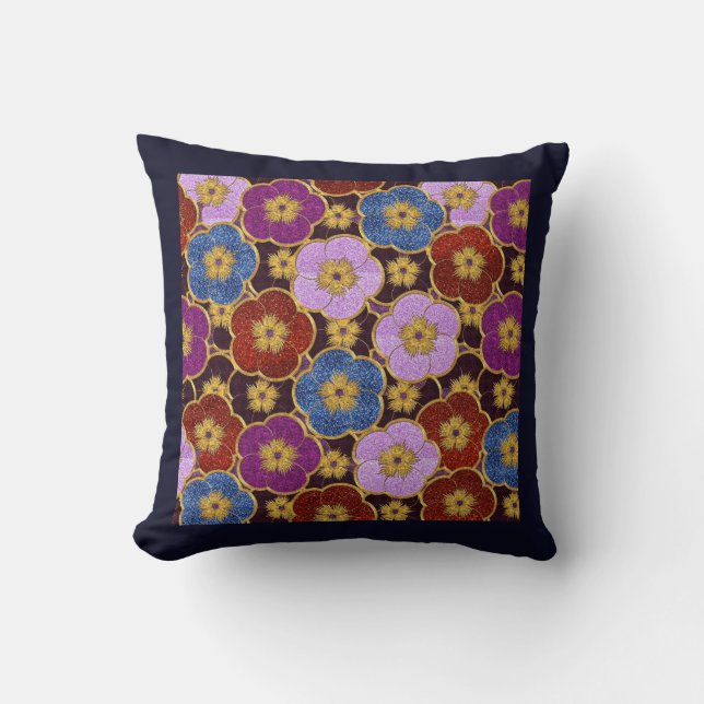 Mult-Coloured Flowers Pattern Cushion (Front)
