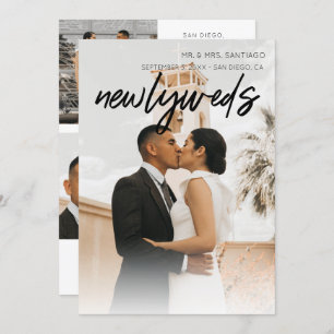 Multi 3 Photo Newlyweds Announcement - Black
