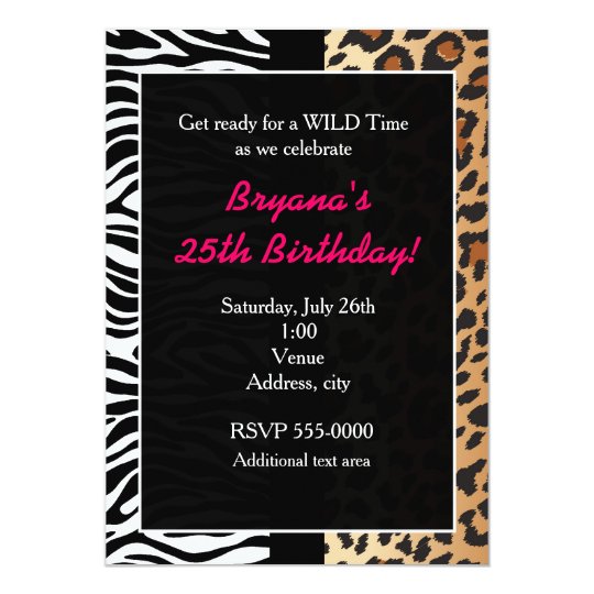 Multi Animal Print Cheetah Leopard Zebra Invite