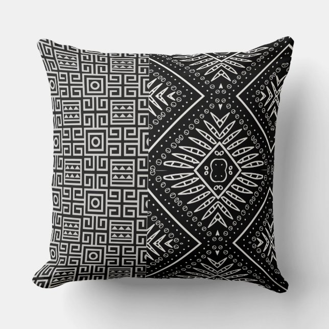 Multi- Black Aztec/Leopard  Two- Tone Pillow (Front)