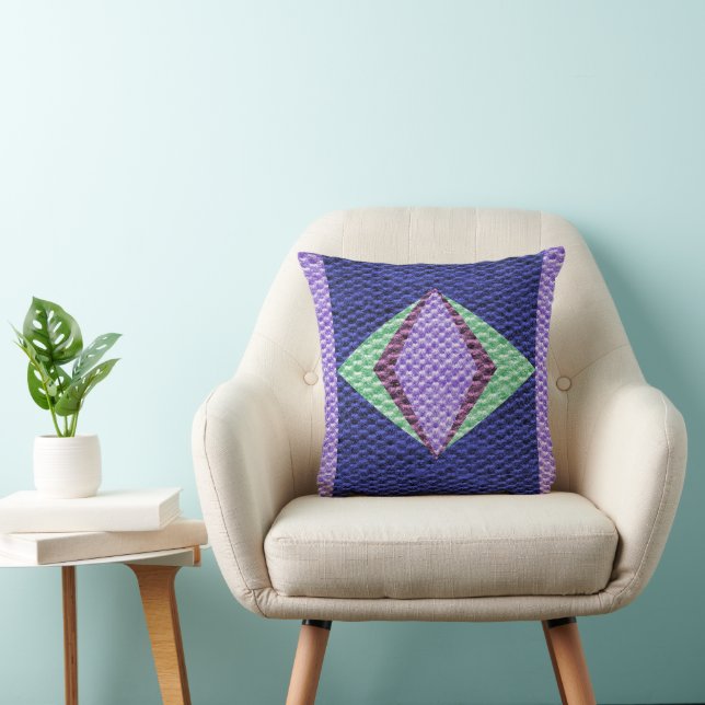 Multi blue Colour Texture Crochet Cushion (Chair)