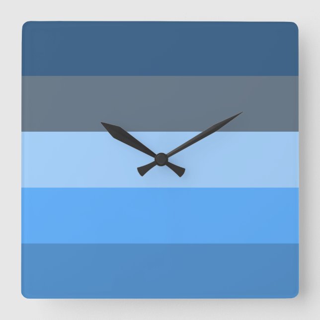Multi-Blue Square Wall Clock (Front)