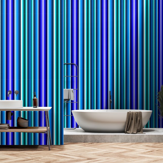 Multi Blue Stripe  Wallpaper (Bathroom)