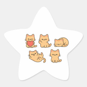 Multi‑Cat Sticker – Kawaii Cats Star Sticker