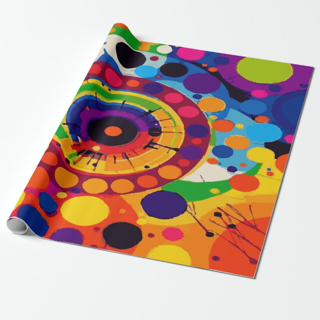 Multi-Color Abstract Circle Pattern – Bold Wrapping Paper (Unrolled)