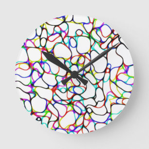 Multi-Color Abstract Pattern Round Clock