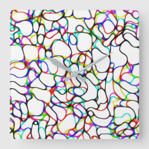 Multi-Color Abstract Pattern Square Wall Clock