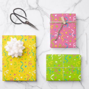 Multi Color Birthday Confetti Wrapping Paper Sheet