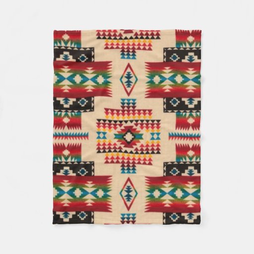 Image of MULTI-COLOR Diamond Aztec Print Fleece Blanket