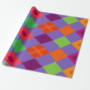 Multi-Color Diamond Pattern on Purple – Bold Wrapping Paper