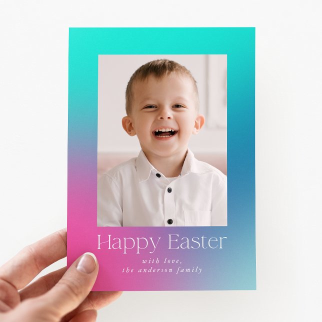 Multi-Color Gradient Easter Photo Holiday Card (Creator Uploaded)