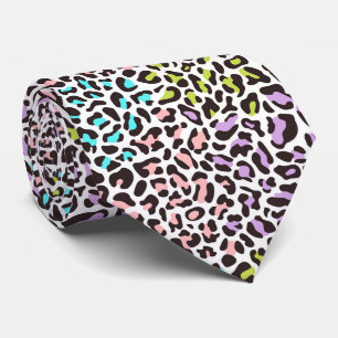 Multi Color Leopard Print on White Tie
