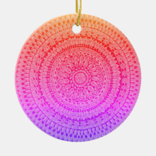 Multi Color Mandala Original Art Ceramic Tree Decoration