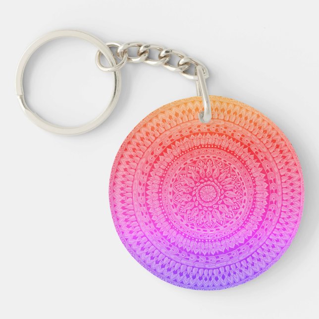 Multi Color Mandala Original Art  Key Ring (Front)