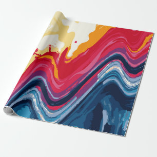 Multi-Color Paint Zig-Zag Swirl Pattern – Bold Fun Wrapping Paper