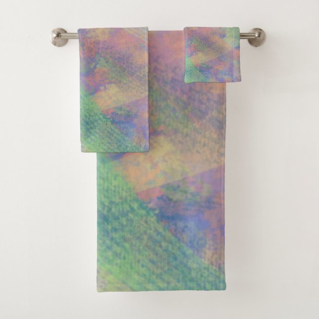 Multi Color Pastel Abstract Bath Towel Set (Insitu)