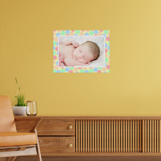 Multi-Color Pastel Dots Pattern Custom Baby Photo Poster